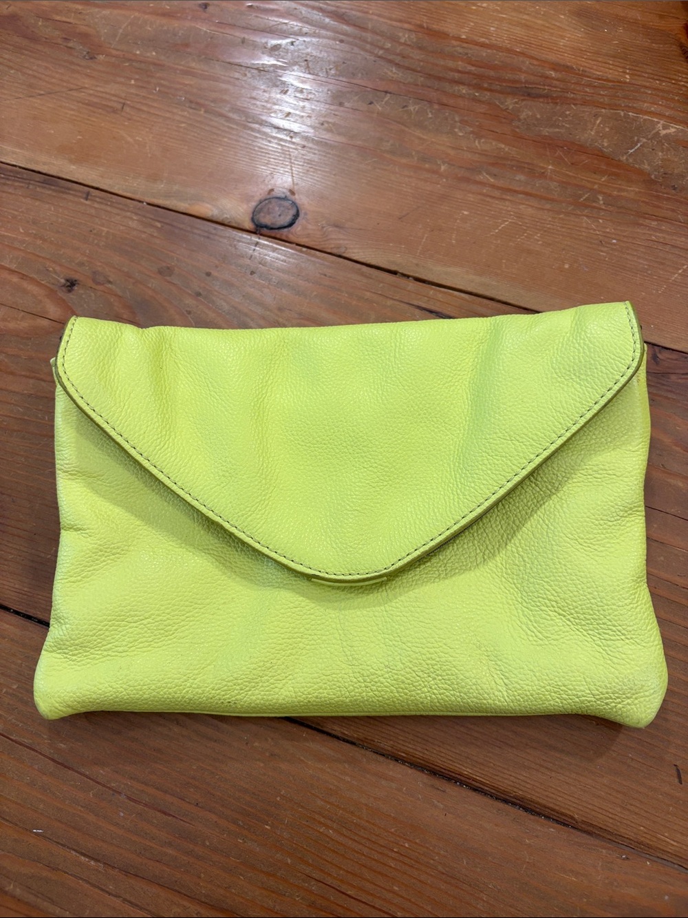 EUC J. Crew Lime Yellow envelope clutch